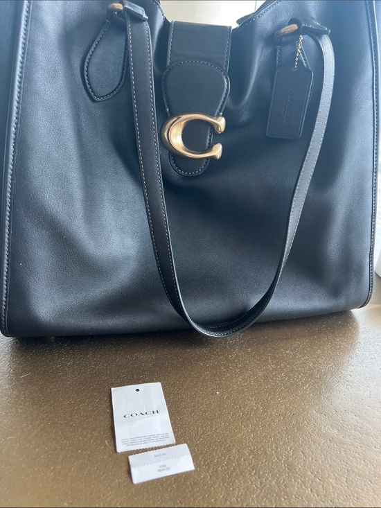 Coach Handbags - Coach Black Leather Shoulder Tote with Gold 'C' Hardware